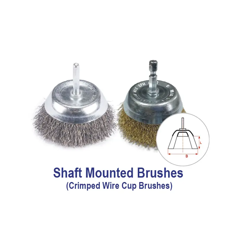 Shaft Mounted Brushes (Crimped Wire Cup Brushes)